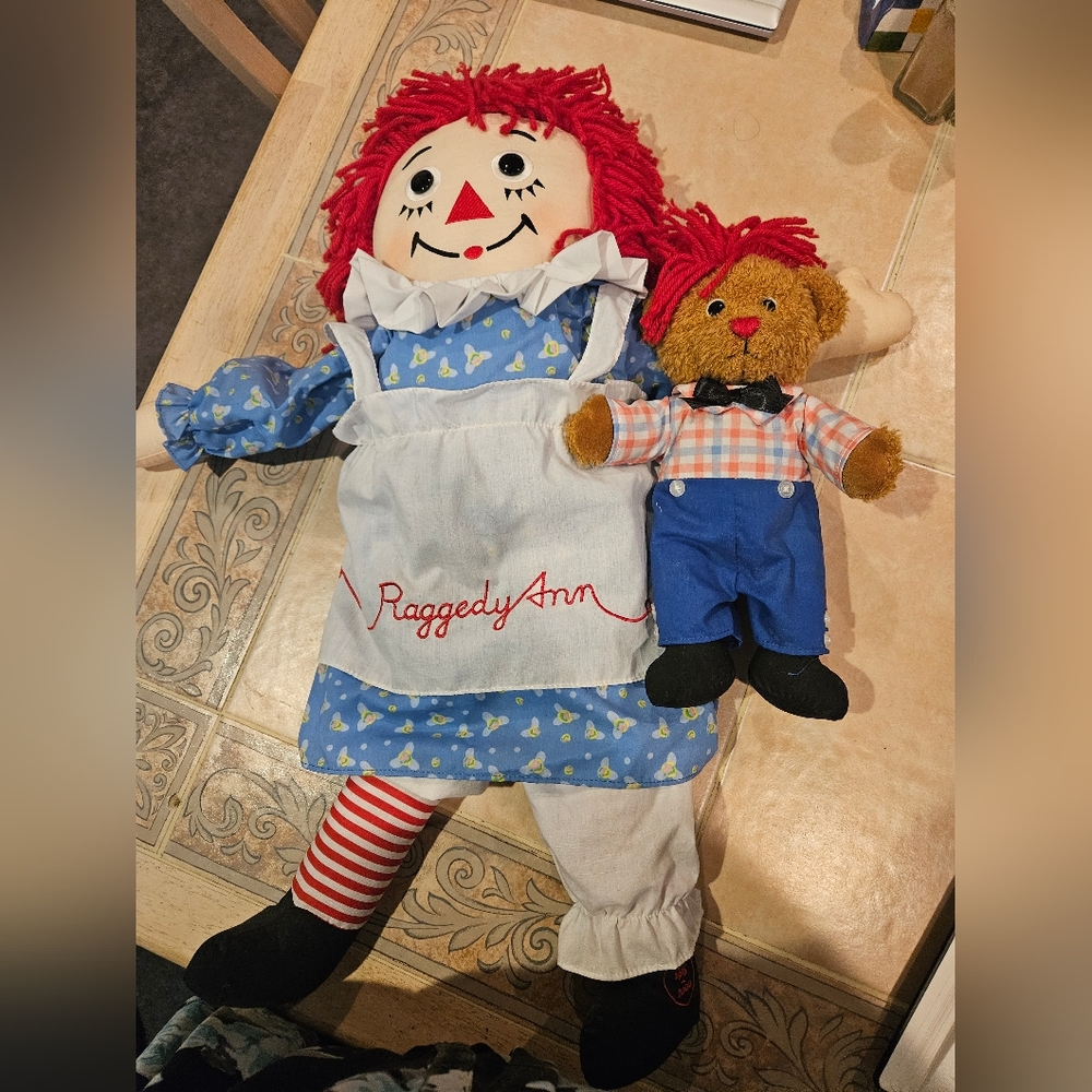 RAGGEDY ANN DOLL WITH BEAR